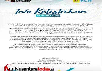 Gangguan Transmisi Akibat Cuaca Ekstrem, PLN UID S2JB Percepat Pemulihan Listrik di Wilayah Sumatra