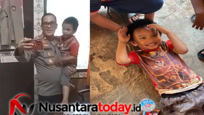 Sentuhan Hangat Kompol Dedi Rahmad, Spontan Gendong Bocah Tersesat ke Mapolsek SU II