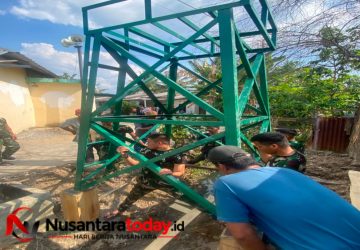 Pemasangan Tower dan Tandon Air Percepat Penyelesaian Sasaran Sumur Bor TMMD ke-129 Kodim 0418/Palembang