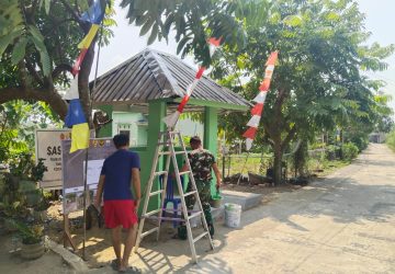 Masuki Hari Ke-24, Satgas TMMD ke-129 Kodim 0418/Palembang Finishing Pembangunan Pos Kamling