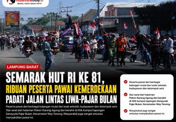 Ribuan Warga Lampung Barat Tumpah Ruah Semarakkan Pawai HUT ke-81 RI di Way Tenong