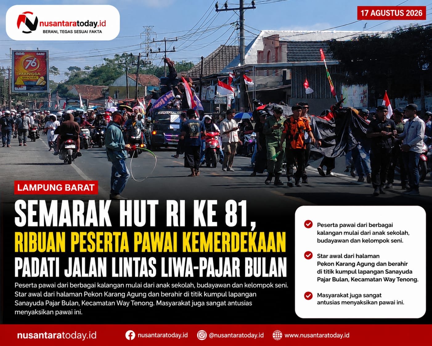 Ribuan Warga Lampung Barat Tumpah Ruah Semarakkan Pawai HUT ke-81 RI di Way Tenong 6 IMG 20260817 WA0092
