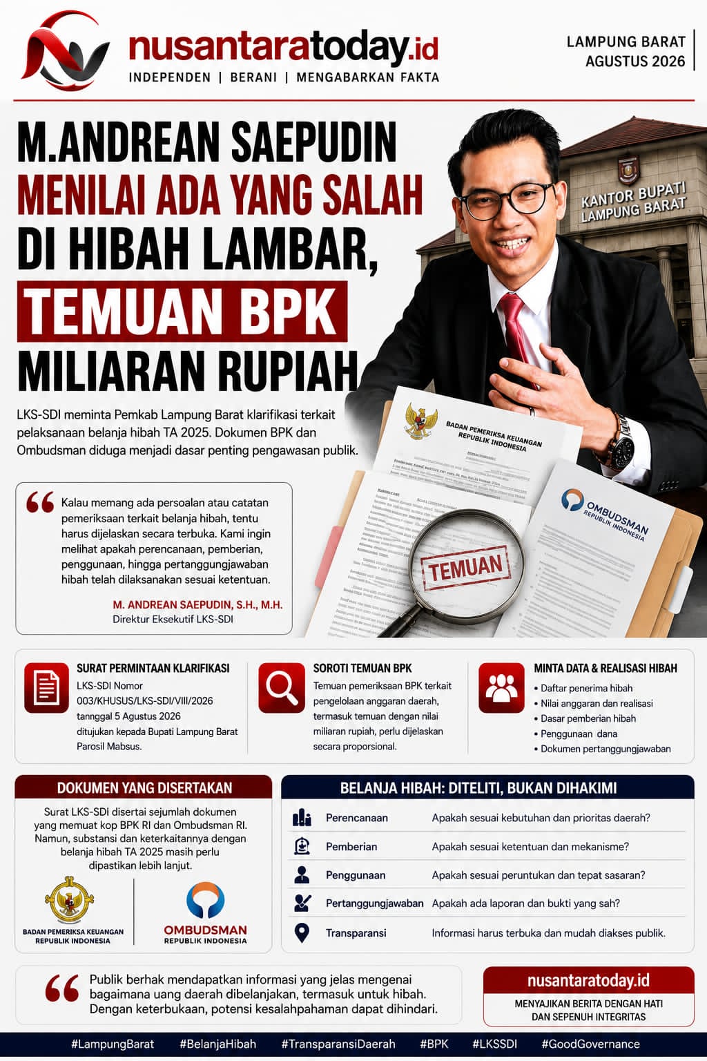 M.Andrean Saepudin Menilai Ada yang Salah di Hibah Lambar, Temuan BPK Miliaran Rupiah 6 IMG 20260824 WA0051