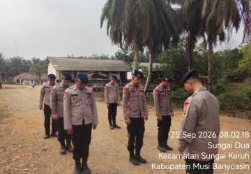 Siaga Karhutla, 11 Personel BKO Satbrimob Polda Sumsel Gelar Penyuluhan di Musi Banyuasin